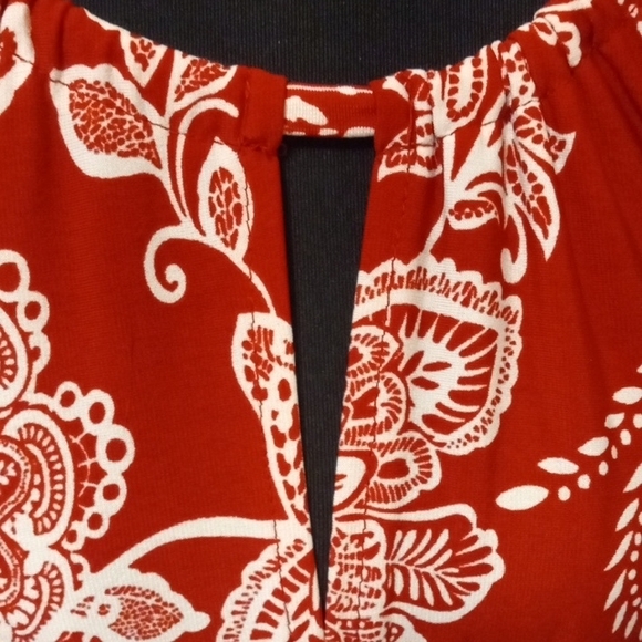 London Times Red And White Raised Patterned Maxi Dress - Picture 3 of 12